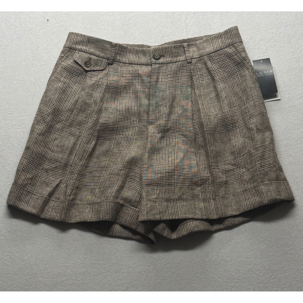 NWT Lauren Ralph Lauren Plaid Pleated Shorts Preppy Academia Office Siren